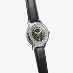 MacLellan Scottish Clan Tartan Crest Badge Silver Automatic Watch Size 46mm