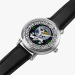 Leslie Scottish Clan Tartan Crest Badge Silver Automatic Watch Size 46mm