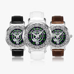 Sutherland Scottish Clan Tartan Crest Badge Silver Automatic Watch Size 46mm