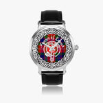 Scottish Fraser of Lovat Clan Tartan Crest Badge Silver Automatic Watch Size 46mm
