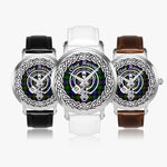 Scottish Murray Clan Tartan Crest Badge Silver Automatic Watch Size 46mm