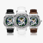 Mow Scottish Clan Tartan Crest Badge Silver Automatic Watch Size 46mm