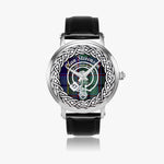 Stevenson Scottish Clan Tartan Crest Badge Silver Automatic Watch Size 46mm