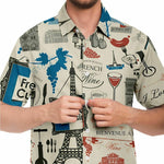 Men Hawaiian Shirt Abstract seamless pattern on the theme of France Men Short Sleeve Shirt