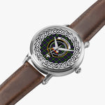 MacDonell Scottish Clan Tartan Crest Badge Silver Automatic Watch Size 46mm
