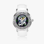 Leslie Scottish Clan Tartan Crest Badge Silver Automatic Watch Size 46mm
