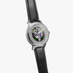 Fleming Scottish Clan Tartan Badge Crest Silver Automatic Watch Size 46mm