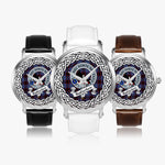 Rutherford Scottish Clan Tartan Crest Badge Silver Automatic Watch Size 46mm