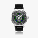 Clan Gunn Crest & Tartan Knot Sterling Silver Unisex Automatic Watch (Silver) Size 46mm