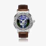 Scottish Mackie Clan Tartan Crest Badge Silver Automatic Watch Size 46mm