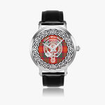 Scottish Macnab Clan Tartan Crest Badge Silver Automatic Watch Size 46mm