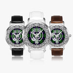 Scottish Leslie Clan Tartan Crest Badge Silver Automatic Watch Size 46mm