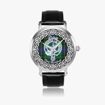 Day Davidson Scottish Clan Tartan Crest Badge Silver Automatic Watch Size 46mm