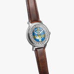 Scottish Laing Clan Tartan Crest Badge Silver Automatic Watch Size 46mm