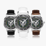 Clan Campbell Crest & Tartan Knot Sterling Silver Unisex Automatic Watch (Silver) Size 46mm