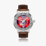 Scottish Hamilton Clan Tartan Crest Badge Old Silver Automatic Watch Size 46mm