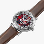Scottish Fraser Clan Tartan Crest Badge Silver Automatic Watch Size 46mm