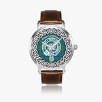 Scottish Lockhart Clan Tartan Crest Badge Silver Automatic Watch Size 46mm