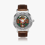 Stewart (of Appin) Scottish Clan Tartan Crest Badge Silver Automatic Watch Size 46mm
