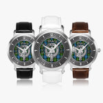 Clan MacKenzie Crest & Tartan Knot Sterling Silver Unisex Automatic Watch (Silver) Size 46mm