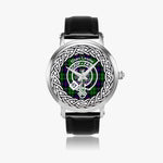 Scottish Leslie Clan Tartan Crest Badge Silver Automatic Watch Size 46mm
