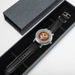 Scottish Leask Clan Tartan Crest Badge Silver Automatic Watch Size 46mm