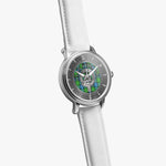 Clan Stirling Crest & Tartan Knot Sterling Silver Unisex Automatic Watch (Silver) Size 46mm