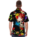 Men Hawaiian Shirt Floral and Skull Hawaiian Men Short Sleeve Shirt