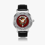 MacIver Scottish Clan Tartan Crest Badge Silver Automatic Watch Size 46mm