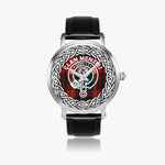 Menzies Scottish Clan Tartan Crest Badge Old Silver Automatic Watch Size 46mm