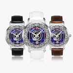 Scottish Dunlop Clan Tartan Crest Badge Silver Automatic Watch Size 46mm