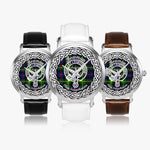 Bowman Scottish Clan Tartan Crest Badge Silver Automatic Watch Size 46mm