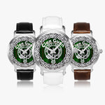 Scottish Gunn Ancient Clan Tartan Crest Badge Silver Automatic Watch Size 46mm