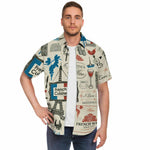 Men Hawaiian Shirt Abstract seamless pattern on the theme of France Men Short Sleeve Shirt