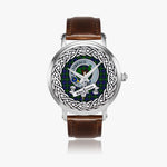 MacEwen Scottish Clan Tartan Crest Badge Silver Automatic Watch Size 46mm