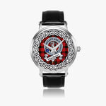 MacQueen Scottish Clan Tartan Crest Badge Silver Automatic Watch Size 46mm