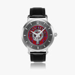 Clan Leslie Crest & Tartan Knot Sterling Silver Unisex Automatic Watch (Silver) Size 46mm
