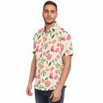 Men Hawaiian Shirt Cute Tropical Pink Flamingo Floral Hawaiian Men Short Sleeve Shirt