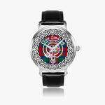 Lindsay Scottish Clan Tartan Crest Badge Old Silver Automatic Watch Size 46mm