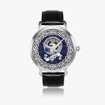 Fleming Scottish Clan Tartan Crest Badge Silver Automatic Watch Size 46mm