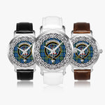 MacCorquodale Scottish Clan Tartan Crest Badge Silver Automatic Watch Size 46mm