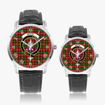 Scottish Boyd Modern Family Crest Quartz Watch With Leather Strap - Tartan Watch Instafamous Quartz Leather Strap Plaid Watch
