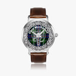 Scottish MacKenzie Clan Tartan Crest Badge Silver Automatic Watch Size 46mm