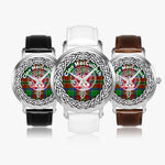 MacCulloch Scottish Clan Tartan Crest Badge Silver Automatic Watch Size 46mm