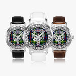 MacFarquhar Scottish Clan Tartan Crest Badge Silver Automatic Watch Size 46mm