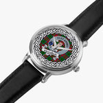 McCulloch Scottish Clan Tartan Crest Badge Silver Automatic Watch Size 46mm