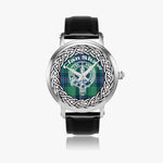 Shaw Scottish Clan Tartan Crest Badge Silver Automatic Watch Size 46mm