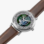 Scottish Fletcher Clan Tartan Crest Badge Silver Automatic Watch Size 46mm