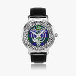 Scottish Strachan Clan Tartan Plaid Crest Badge Silver Automatic Watch Size 46mm