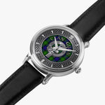 Clan Gunn Crest & Tartan Knot Sterling Silver Unisex Automatic Watch (Silver) Size 46mm